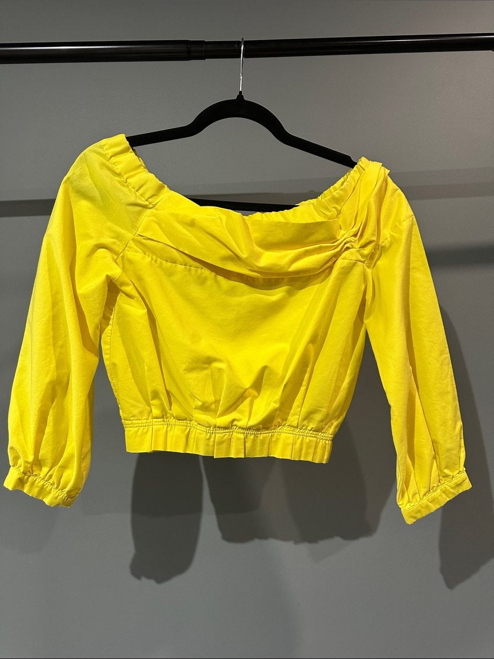 Zara Bright Yellow Off-the-Shoulder Cropped Top
